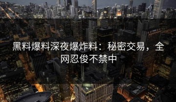 黑料爆料深夜爆炸料：秘密交易，全网忍俊不禁中