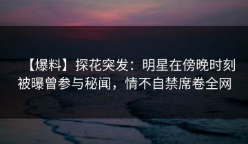 【爆料】探花突发：明星在傍晚时刻被曝曾参与秘闻，情不自禁席卷全网