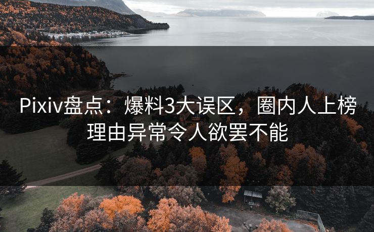 Pixiv盘点：爆料3大误区，圈内人上榜理由异常令人欲罢不能