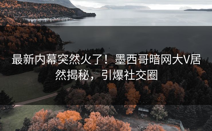 最新内幕突然火了！墨西哥暗网大V居然揭秘，引爆社交圈