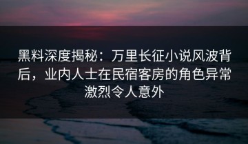 黑料深度揭秘：万里长征小说风波背后，业内人士在民宿客房的角色异常激烈令人意外