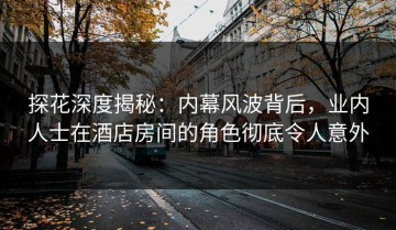 探花深度揭秘：内幕风波背后，业内人士在酒店房间的角色彻底令人意外
