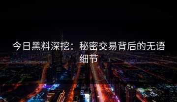 今日黑料深挖：秘密交易背后的无语细节