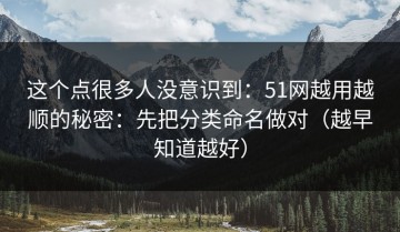 这个点很多人没意识到：51网越用越顺的秘密：先把分类命名做对（越早知道越好）