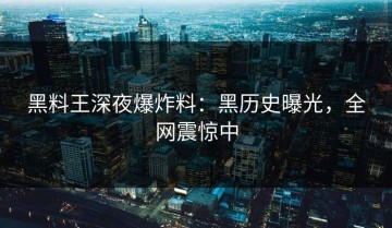 黑料王深夜爆炸料：黑历史曝光，全网震惊中