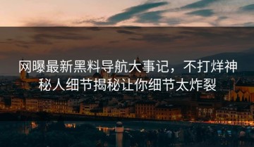 网曝最新黑料导航大事记，不打烊神秘人细节揭秘让你细节太炸裂