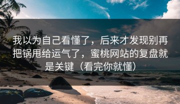 我以为自己看懂了，后来才发现别再把锅甩给运气了，蜜桃网站的复盘就是关键（看完你就懂）