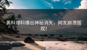 黑料爆料爆出神秘消失，网友崩溃围观！