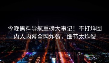 今晚黑料导航重磅大事记！不打烊圈内人内幕全网炸裂，细节太炸裂