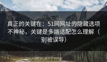真正的关键在：51网网址的隐藏选项不神秘，关键是多端适配怎么理解（别被误导）