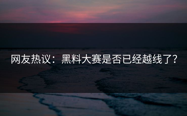 网友热议：黑料大赛是否已经越线了？