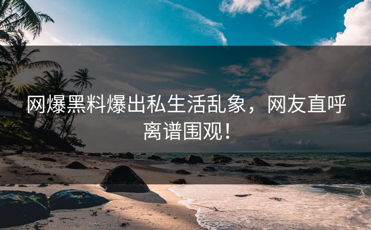 网爆黑料爆出私生活乱象，网友直呼离谱围观！