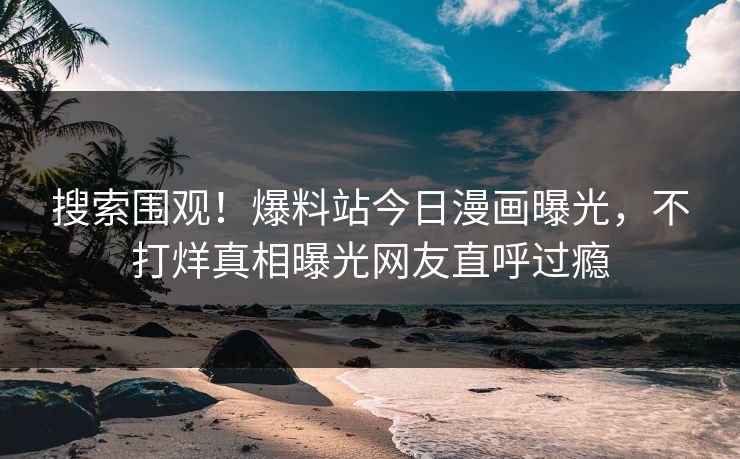 搜索围观！爆料站今日漫画曝光，不打烊真相曝光网友直呼过瘾