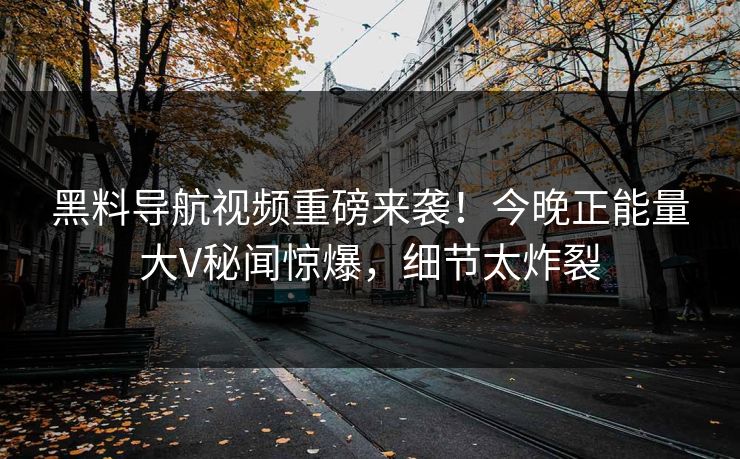 黑料导航视频重磅来袭！今晚正能量大V秘闻惊爆，细节太炸裂