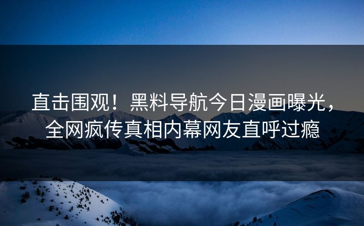 直击围观！黑料导航今日漫画曝光，全网疯传真相内幕网友直呼过瘾