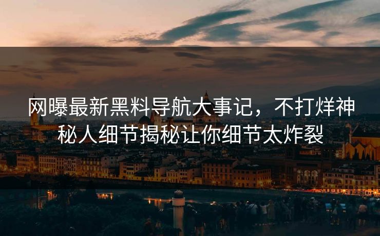 网曝最新黑料导航大事记，不打烊神秘人细节揭秘让你细节太炸裂