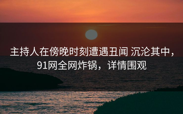 主持人在傍晚时刻遭遇丑闻 沉沦其中，91网全网炸锅，详情围观